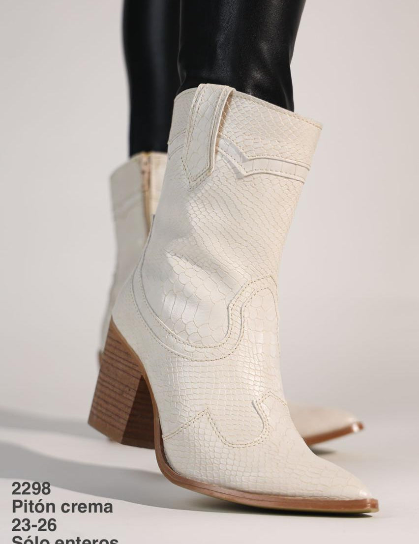 2298 Pitón Crema - Mayoreo Calzado Andy2024 BOTA