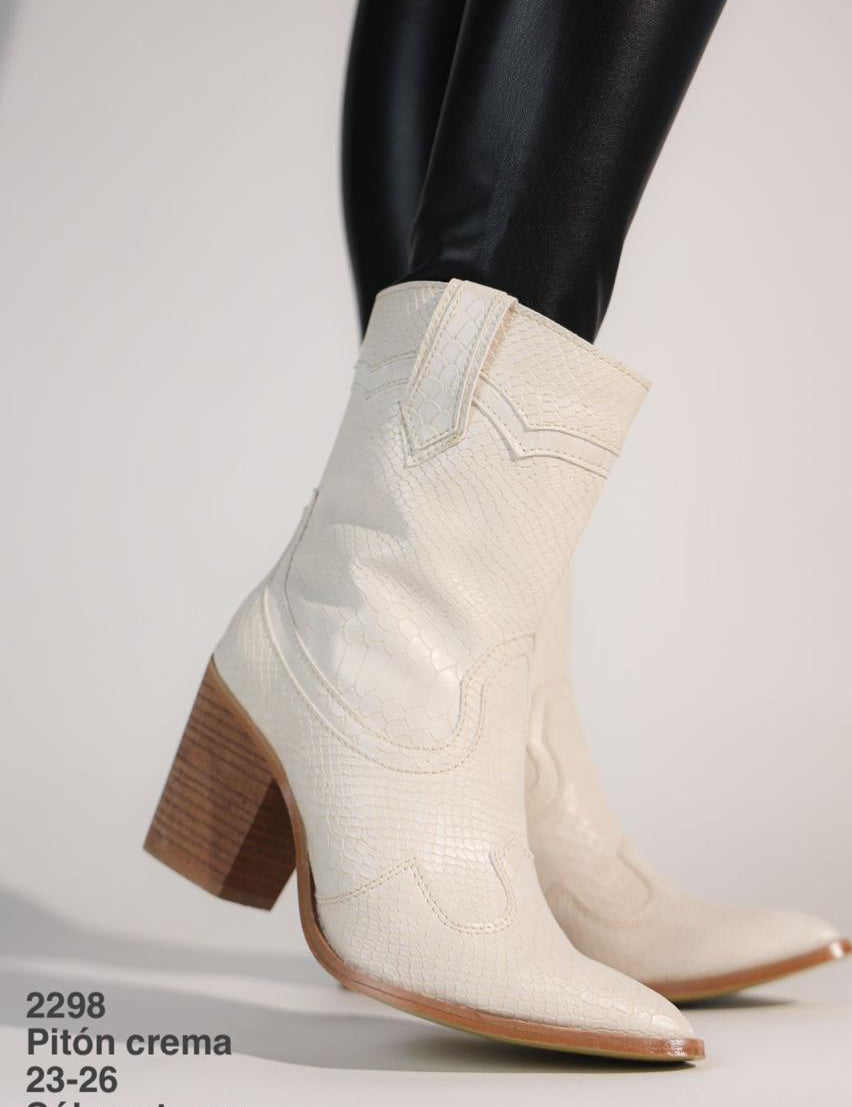 2298 Pitón Crema - Mayoreo Calzado Andy2024 BOTA