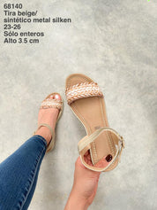 68140 Tira Beige/Sintético Metal Silken
