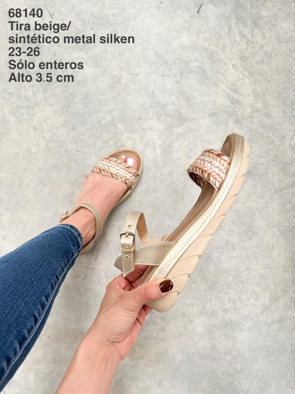 68140 Tira Beige/Sintético Metal Silken