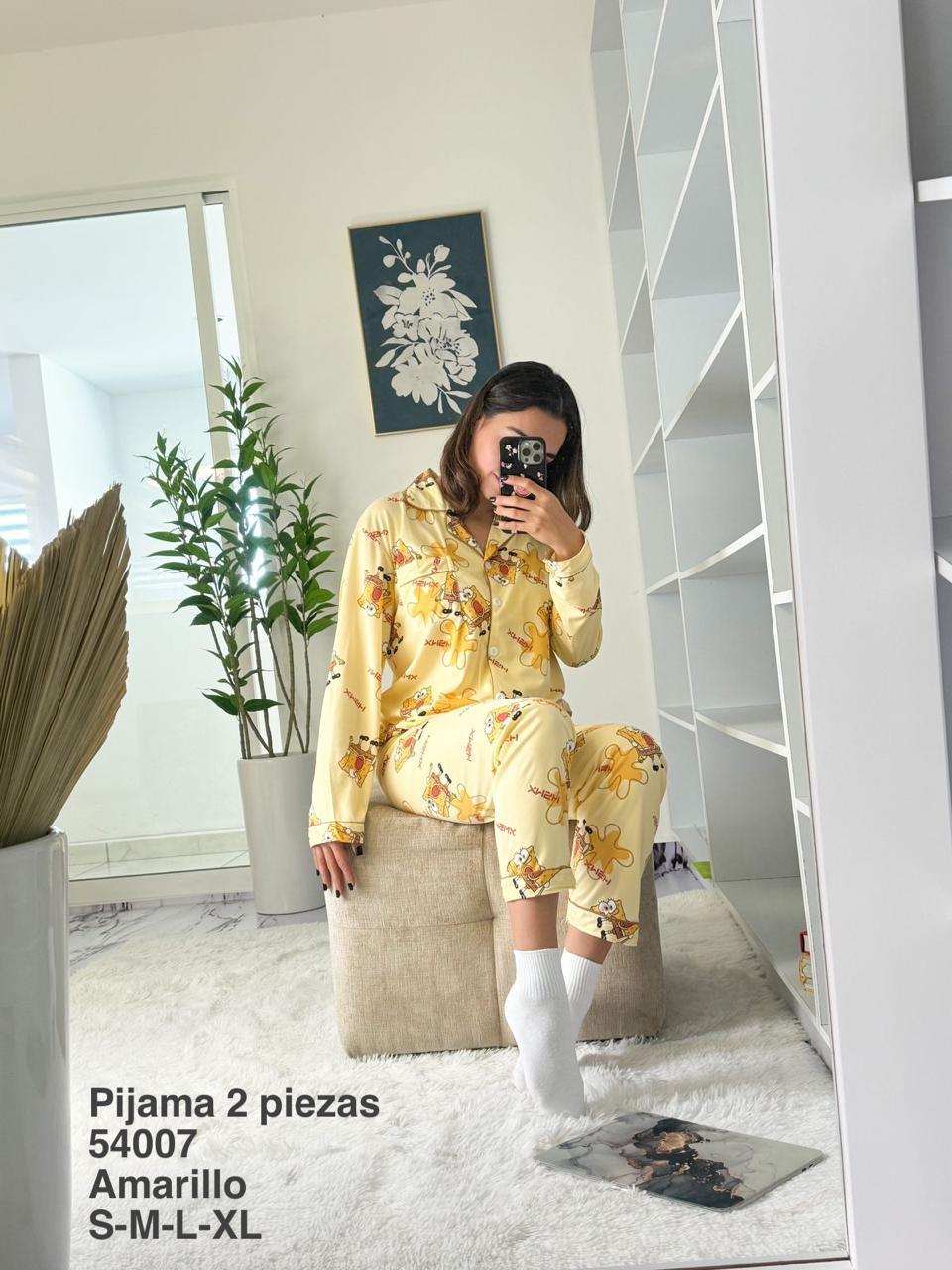 54007 Pijama 2 Piezas Amarillo - Mayoreo Calzado Andy