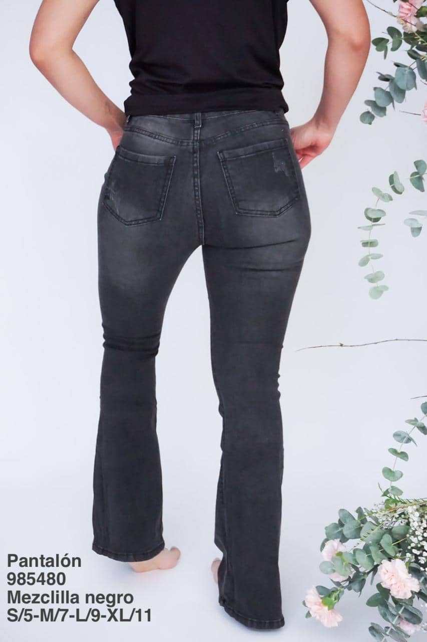 985480 Pantalón Mezclilla Negro - Mayoreo Calzado AndyROPA