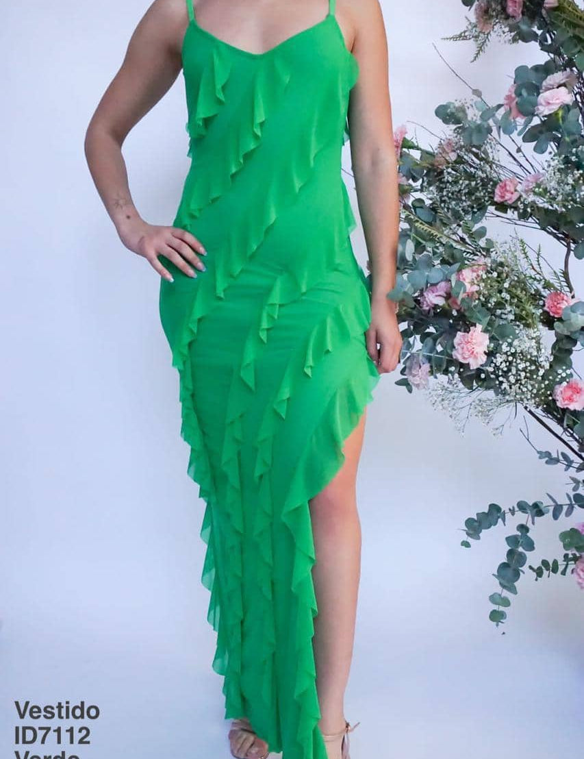 ID7112 Vestido Verde - Mayoreo Calzado AndyROPA