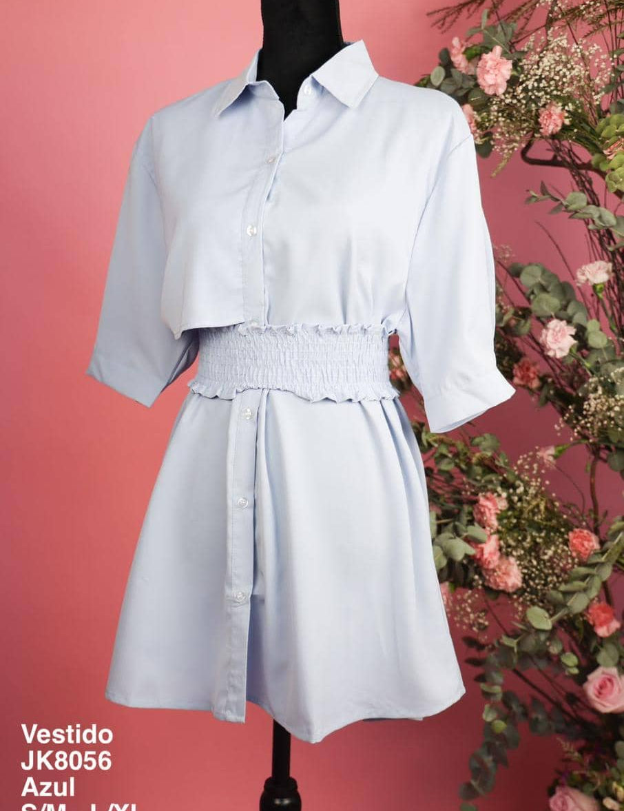 JK8056 Vestido Azul - Mayoreo Calzado AndyROPA