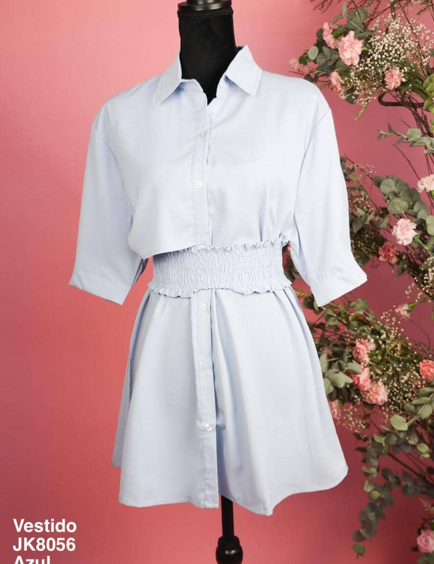 JK8056 Vestido Azul - Mayoreo Calzado AndyROPA