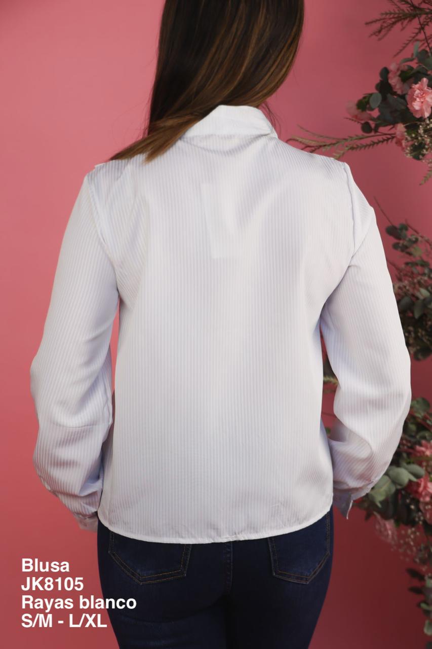 JK8105 Blusa Rayas Blanco - Mayoreo Calzado AndyROPA