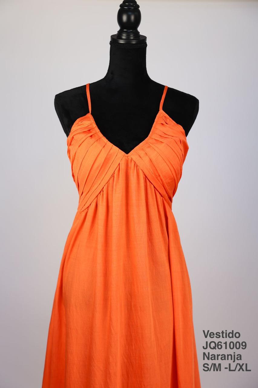 JQ61009 Vestido Naranja - Mayoreo Calzado AndyROPA