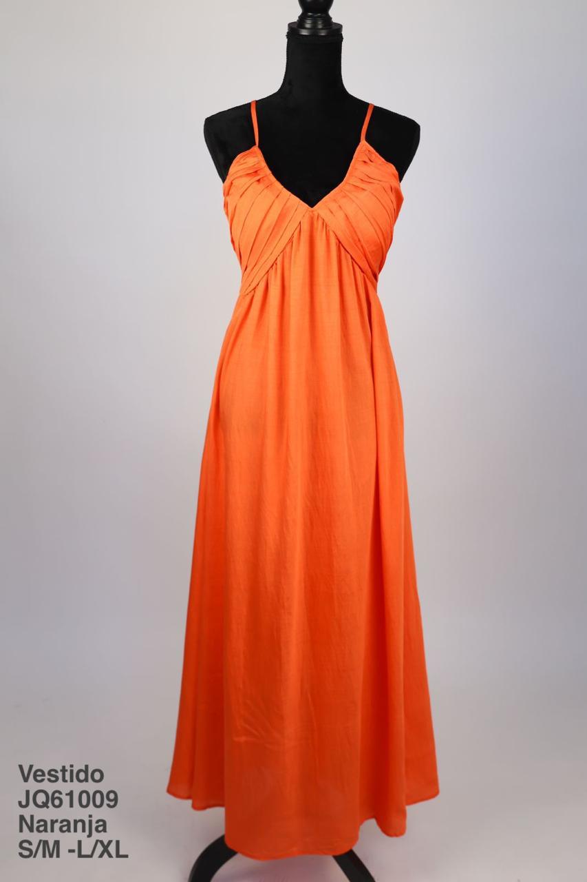 JQ61009 Vestido Naranja - Mayoreo Calzado AndyROPA