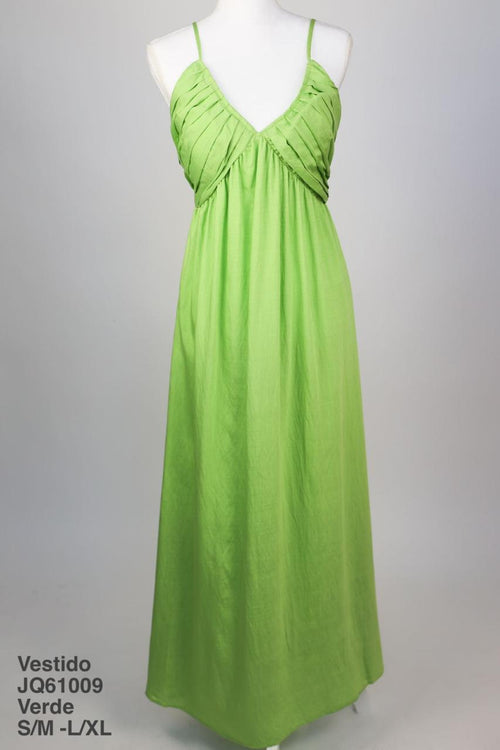 JQ61009 Vestido Verde - Mayoreo Calzado AndyROPA