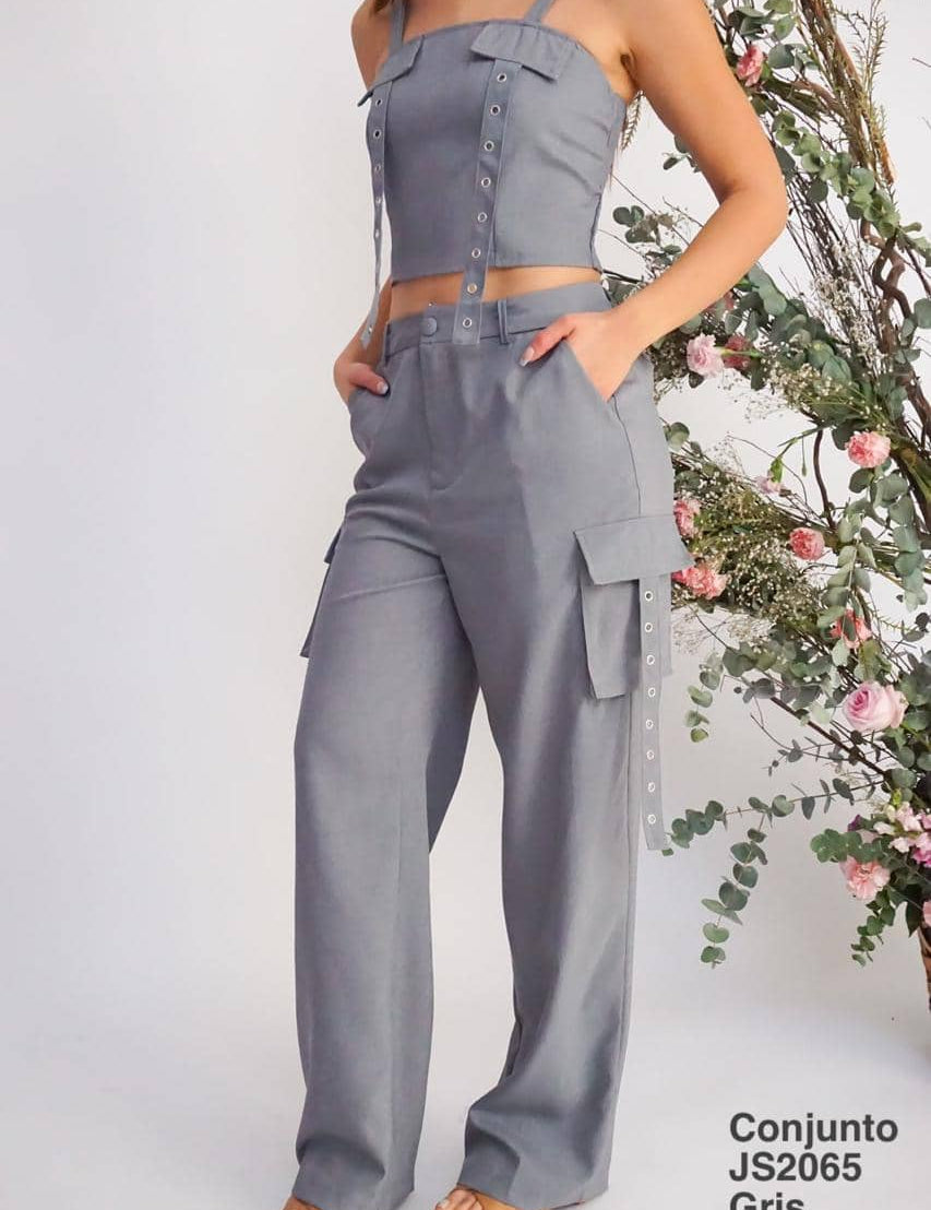 JS2065 Conjunto Gris - Mayoreo Calzado AndyROPA