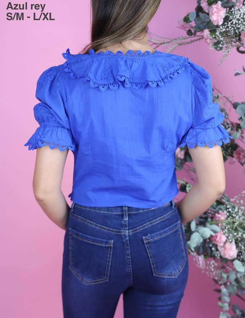 JV6126 Blusa Azul Rey - Mayoreo Calzado AndyROPA