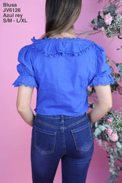 JV6126 Blusa Azul Rey - Mayoreo Calzado AndyROPA