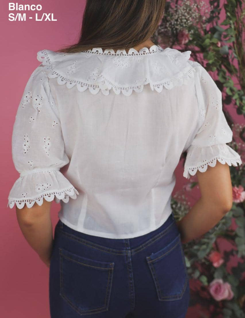 JV6126 Blusa Blanco - Mayoreo Calzado AndyROPA