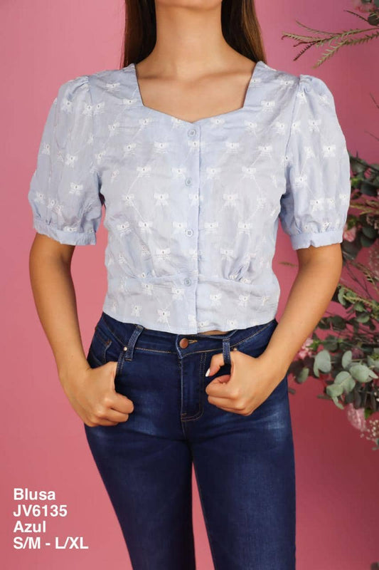 JV6135 Blusa Azul - Mayoreo Calzado AndyROPA