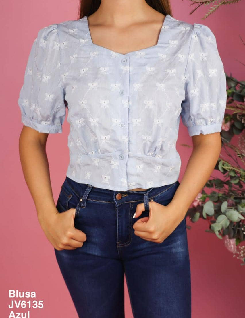 JV6135 Blusa Azul - Mayoreo Calzado AndyROPA