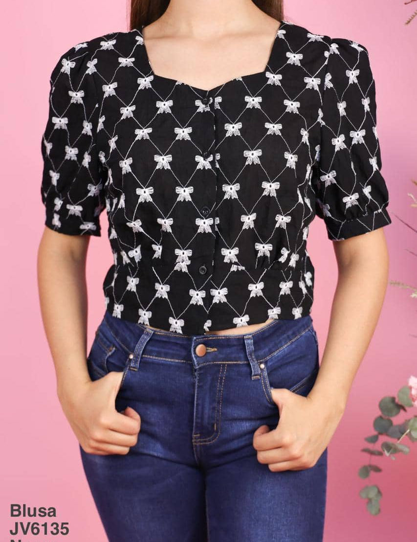 JV6135 Blusa Negro - Mayoreo Calzado AndyROPA