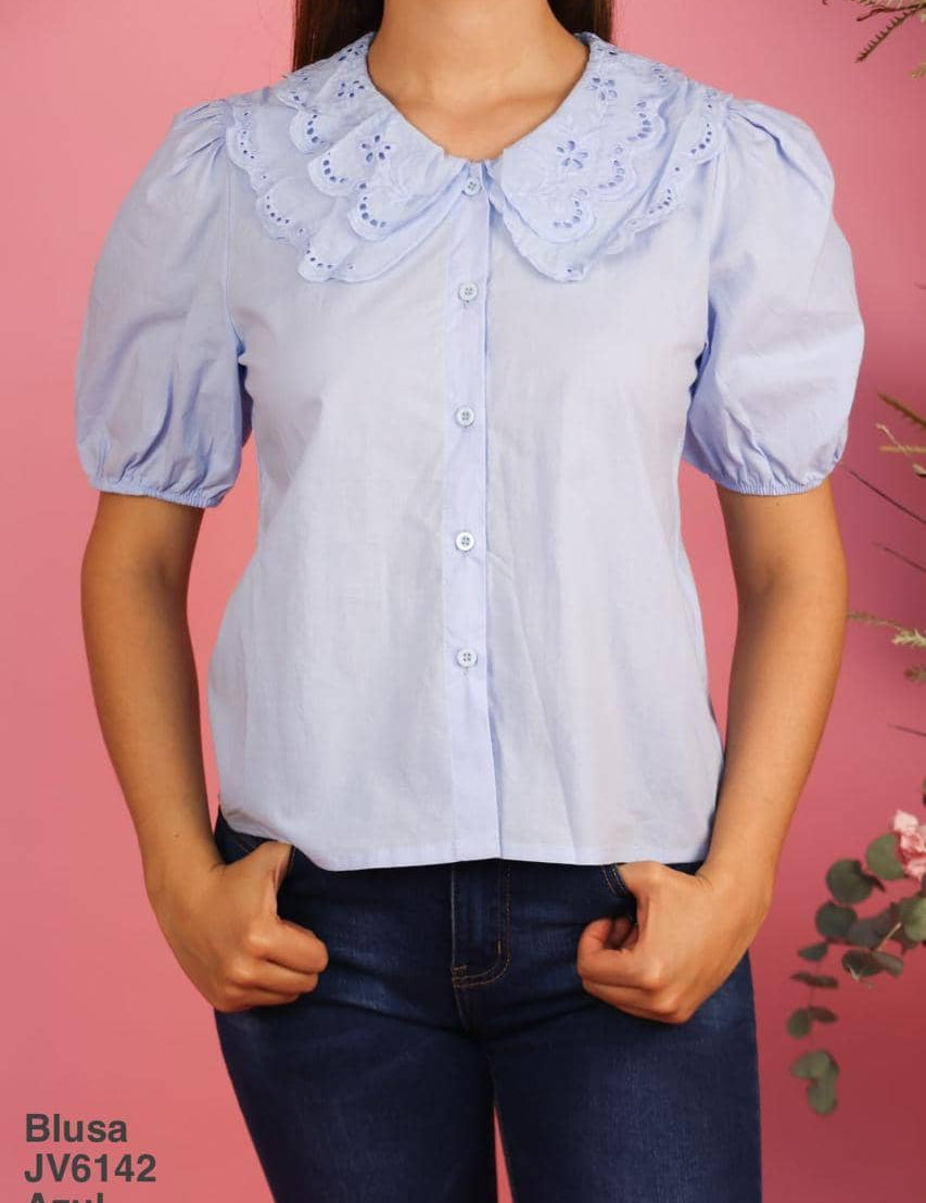 JV6142 Blusa Azul - Mayoreo Calzado AndyROPA