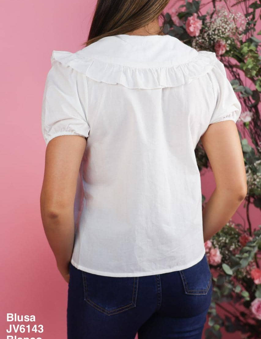 JV6143 Blusa Blanco - Mayoreo Calzado AndyROPA