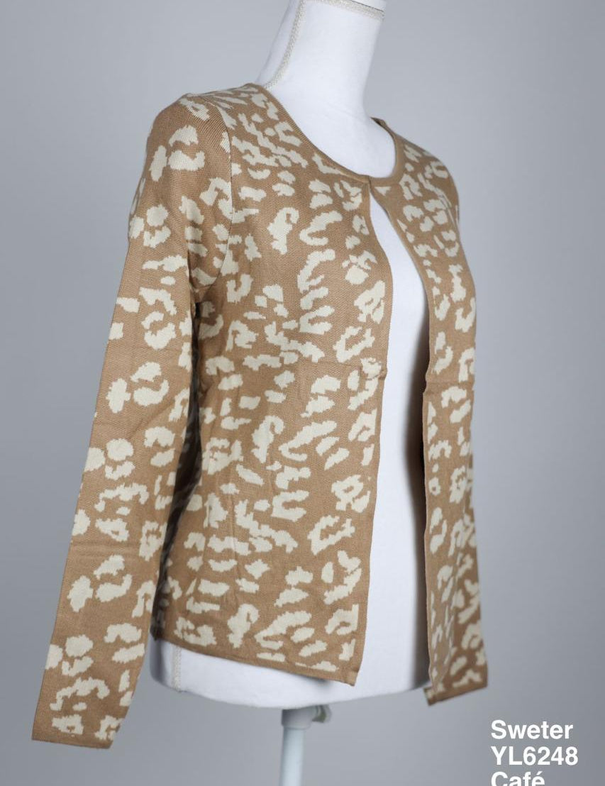YL6248 Sweter Café - Mayoreo Calzado AndyROPA
