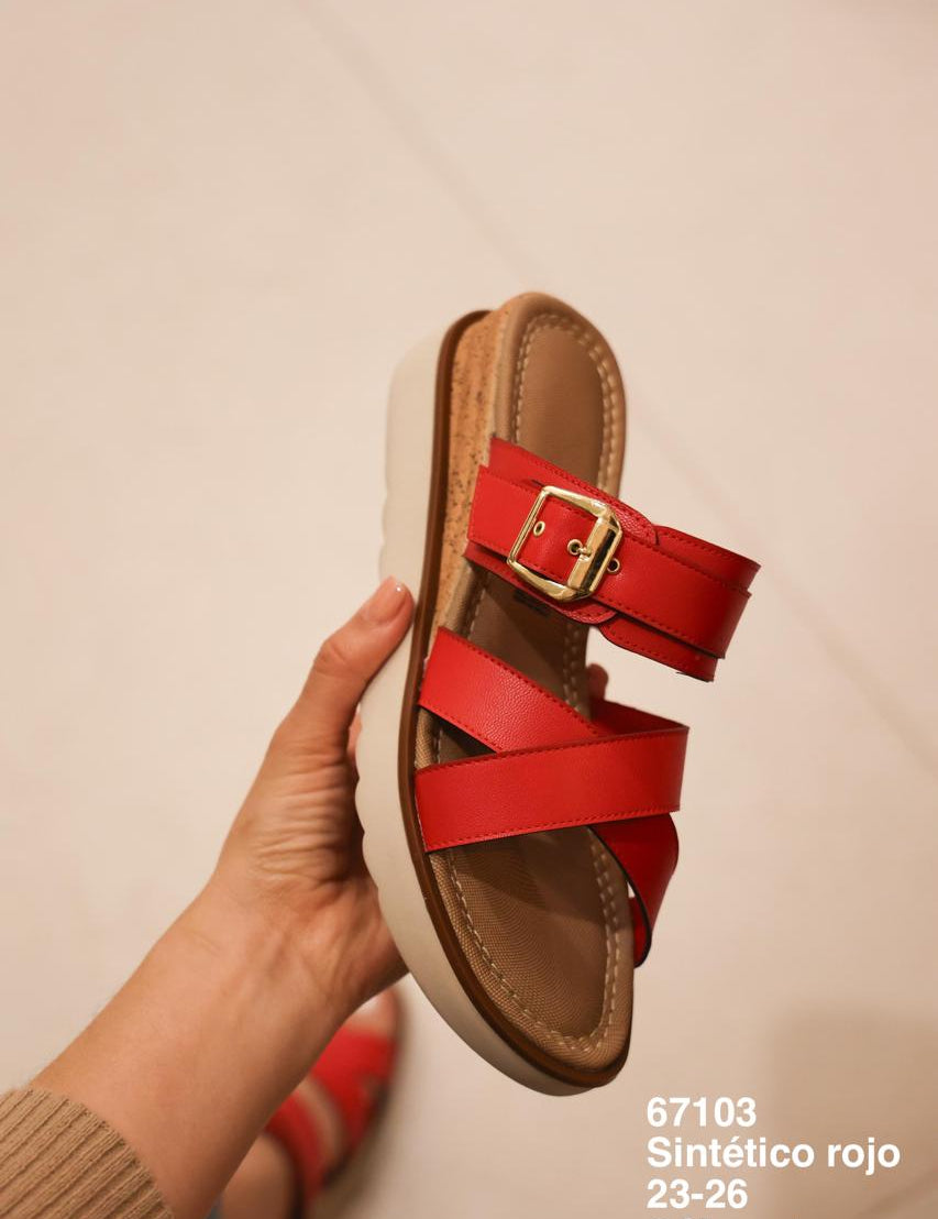 67103 Sintético Rojo - Mayoreo Calzado AndySANDALIA sin marca